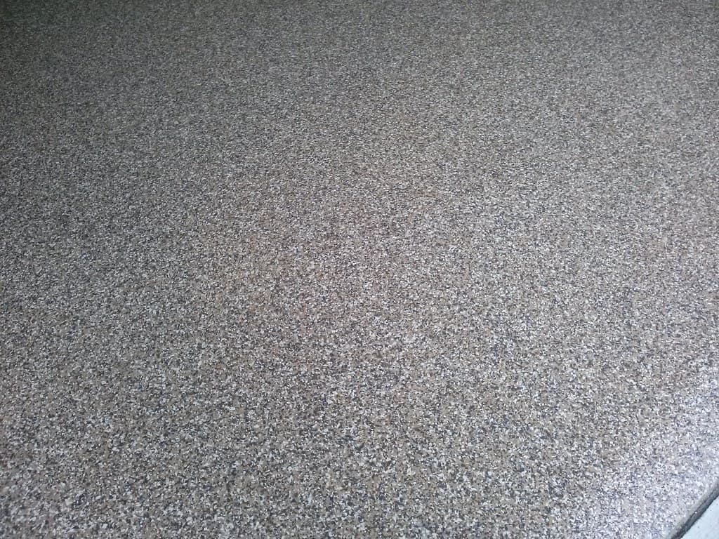 Flake epoxy floor detail. Brisbane garage epoxy